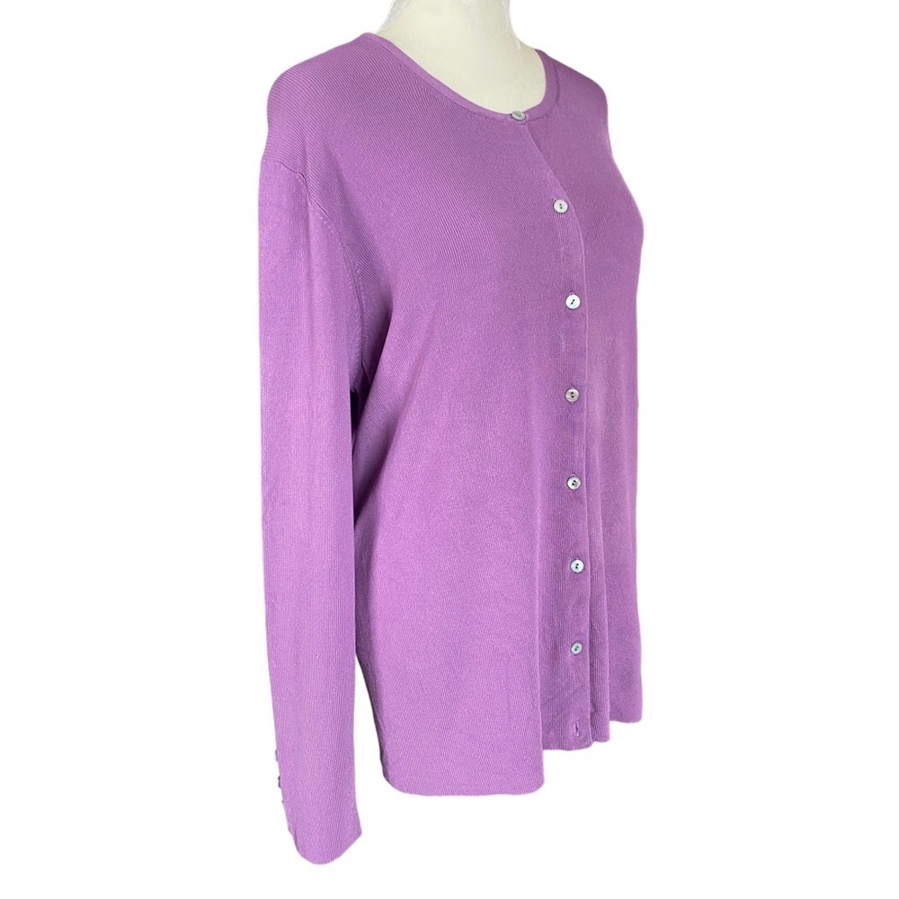 Worthington women's light purple stretchy long sleeve button down top sweater